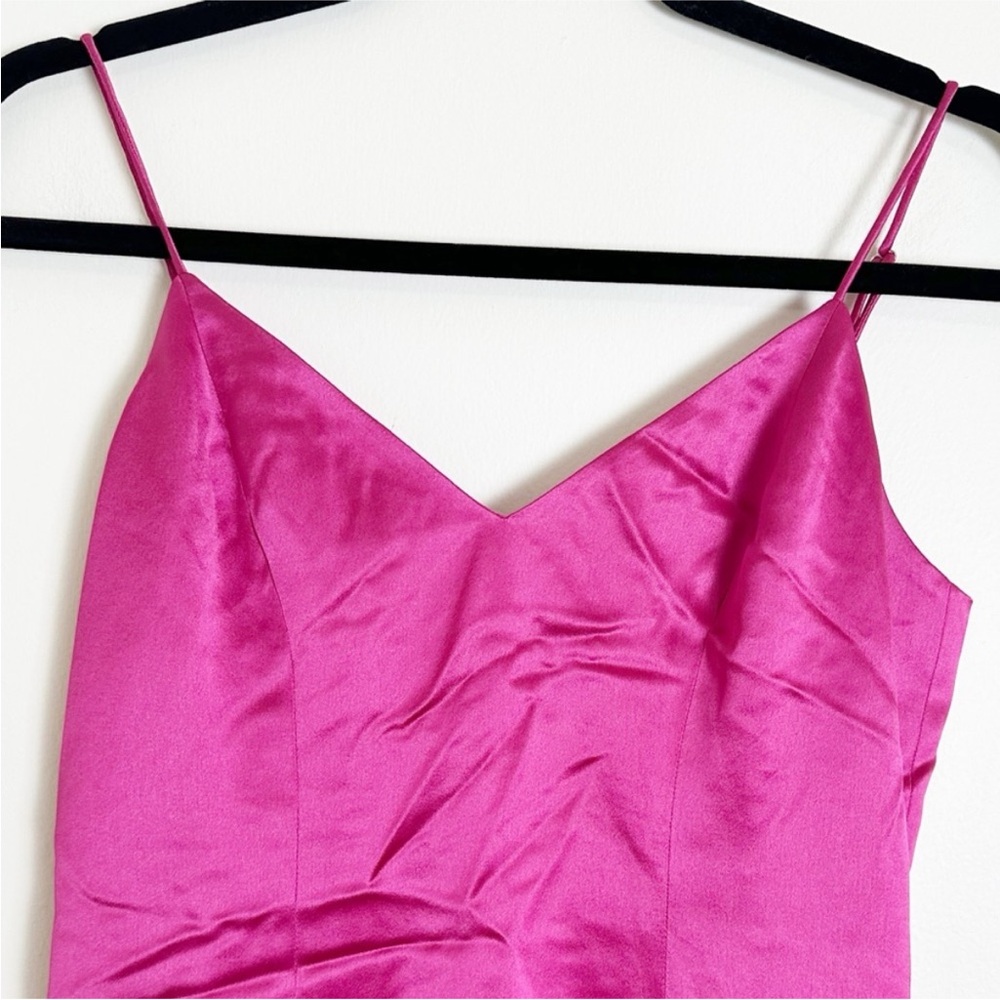 New Cami NYC Roxanne Feather Mini Dress Magnolia Hot Pink Satin 2 - Picture 3 of 12
